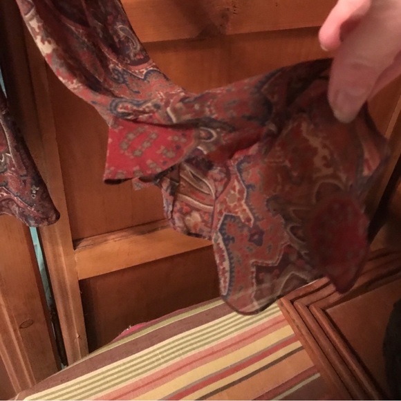 Make Offer Lauren Ralph Lauren Women's Paisley Blouse - Brown Garnet Size 12 - Picture 6 of 8